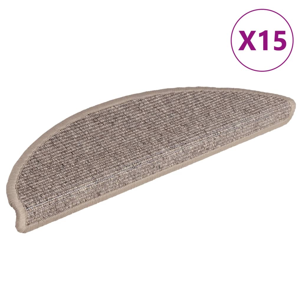 Vidaxl Stair Mats Self -fast 15 st 56x17x3 cm mørk beige