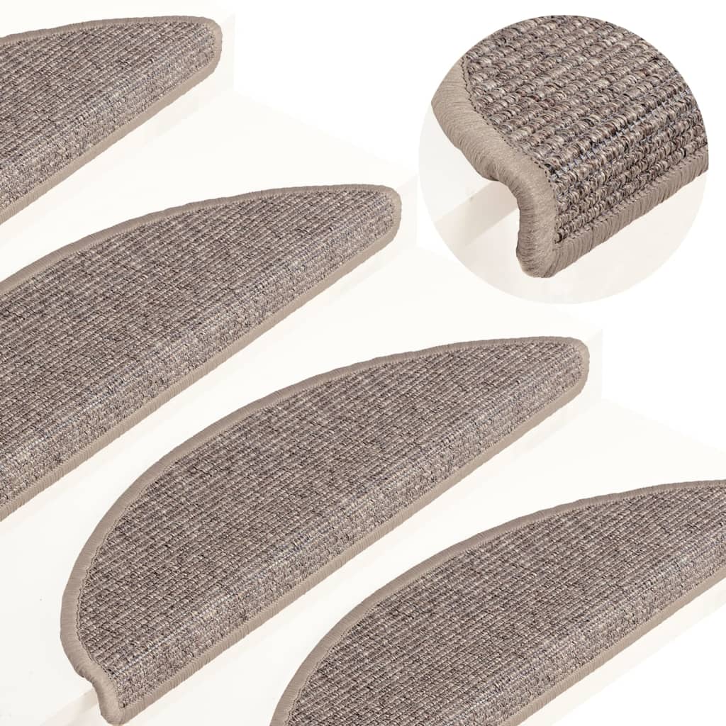 Vidaxl Stair Mats Self -fast 15 st 56x17x3 cm mørk beige