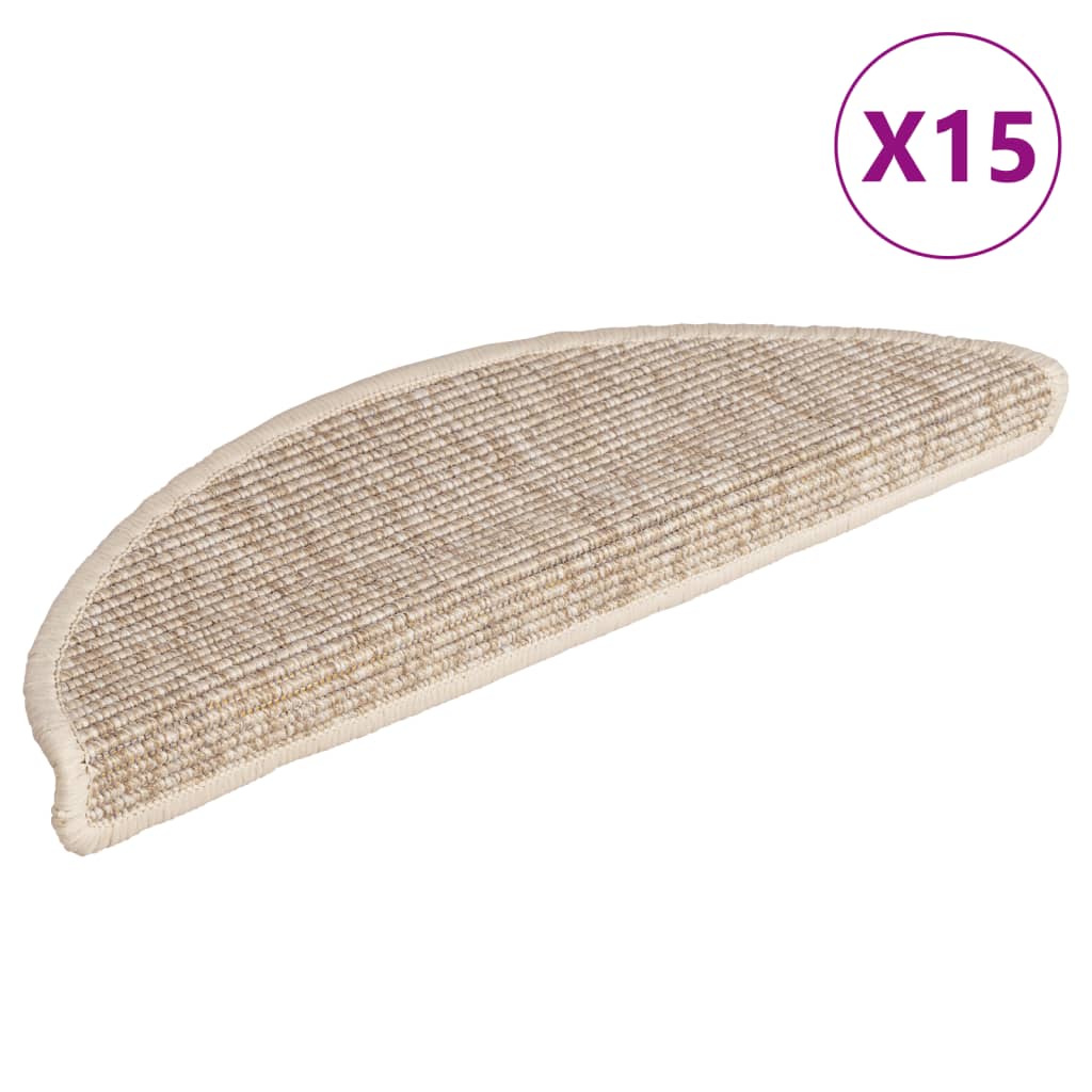 Vidaxl trappematter selv -dihivende 15 st 56x17x3 cm lys beige