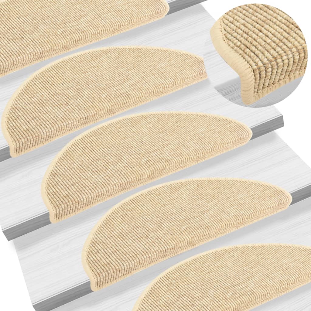 Vidaxl Stair Mats Selvklæbende 15 St. Sisal Look 65x21x4 cm beige