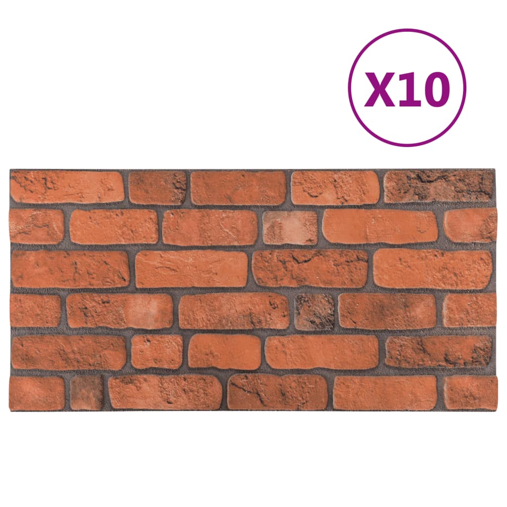 Vidaxl 10 St Wall Panels 3D Terracotta -farget murstein EPS