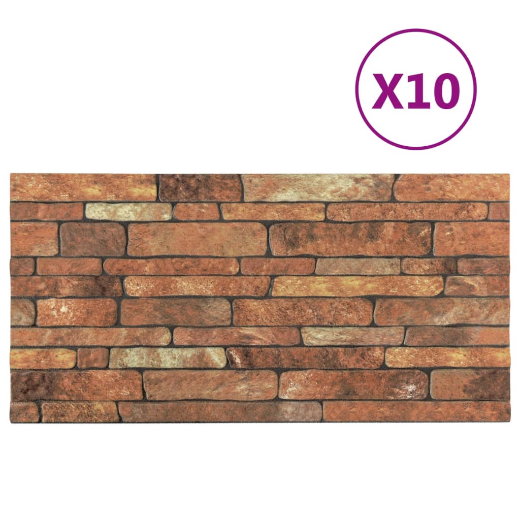 Vidaxl 10 St Panneaux muraux 3D BROWN BRICK EPS