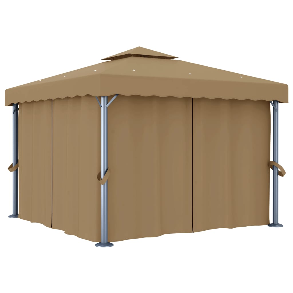 Vidaxl Arbor avec rideau 3x3 m en aluminium taupe