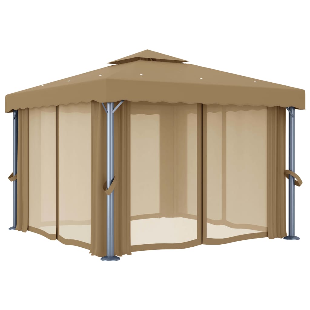 Vidaxl Arbor med gardin 3x3 m aluminium taupe