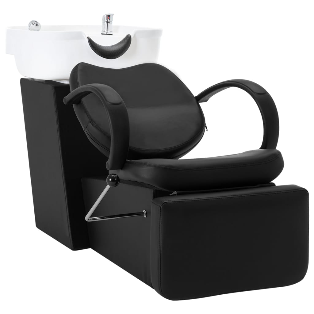 Silla de lavado Vidaxl con cuero artificial Washbasin blanco y negro