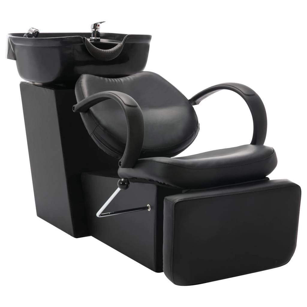 Silla de lavado Vidaxl con Washbasin de cuero artificial negro