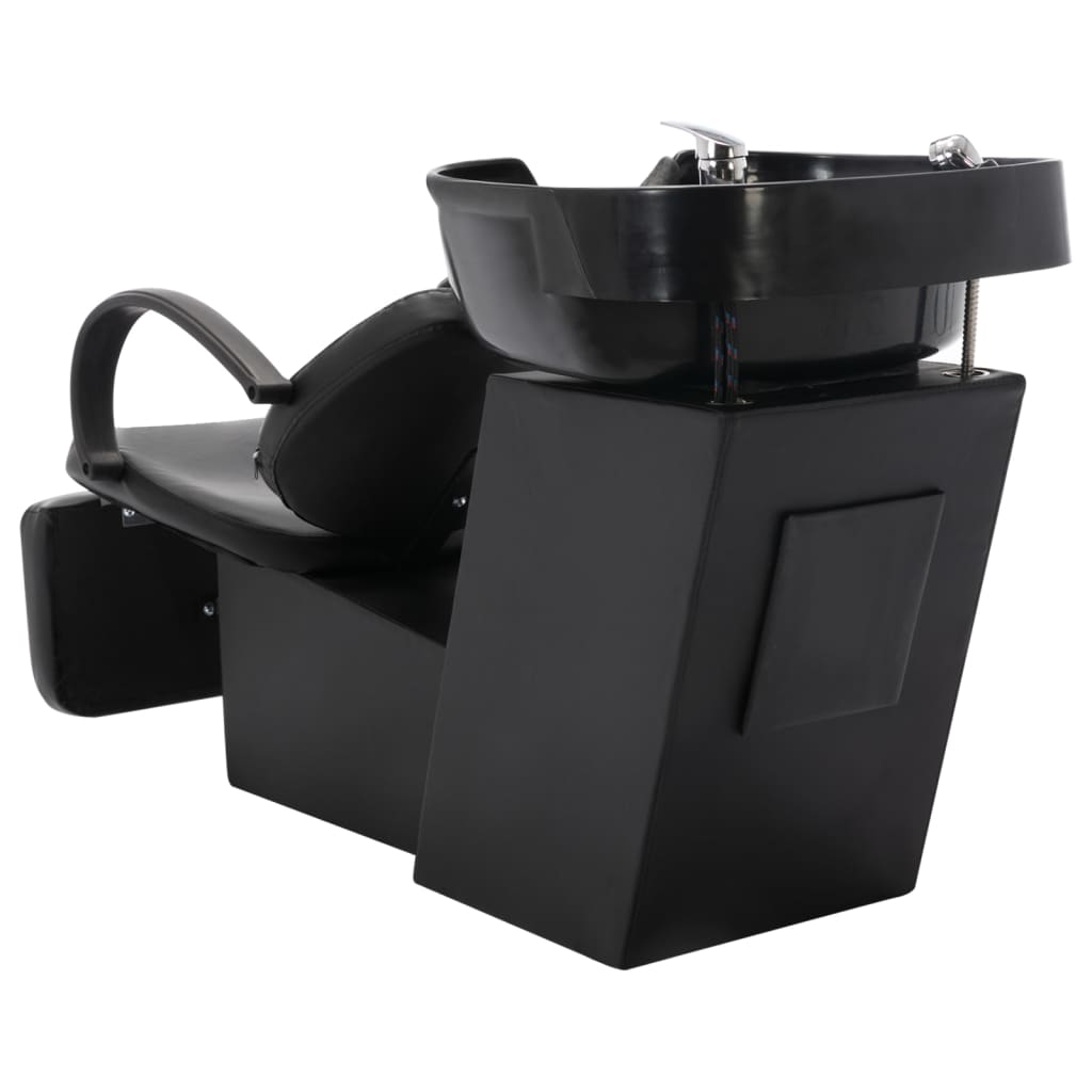 Silla de lavado Vidaxl con Washbasin de cuero artificial negro