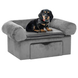 VidaXL dog bank with drawer 75x50x38 cm plush gray