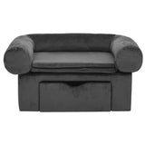 Banco de perros Vidaxl con cajón 75x50x38 cm peluche gris oscuro