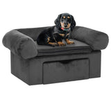 Banco de perros Vidaxl con cajón 75x50x38 cm peluche gris oscuro