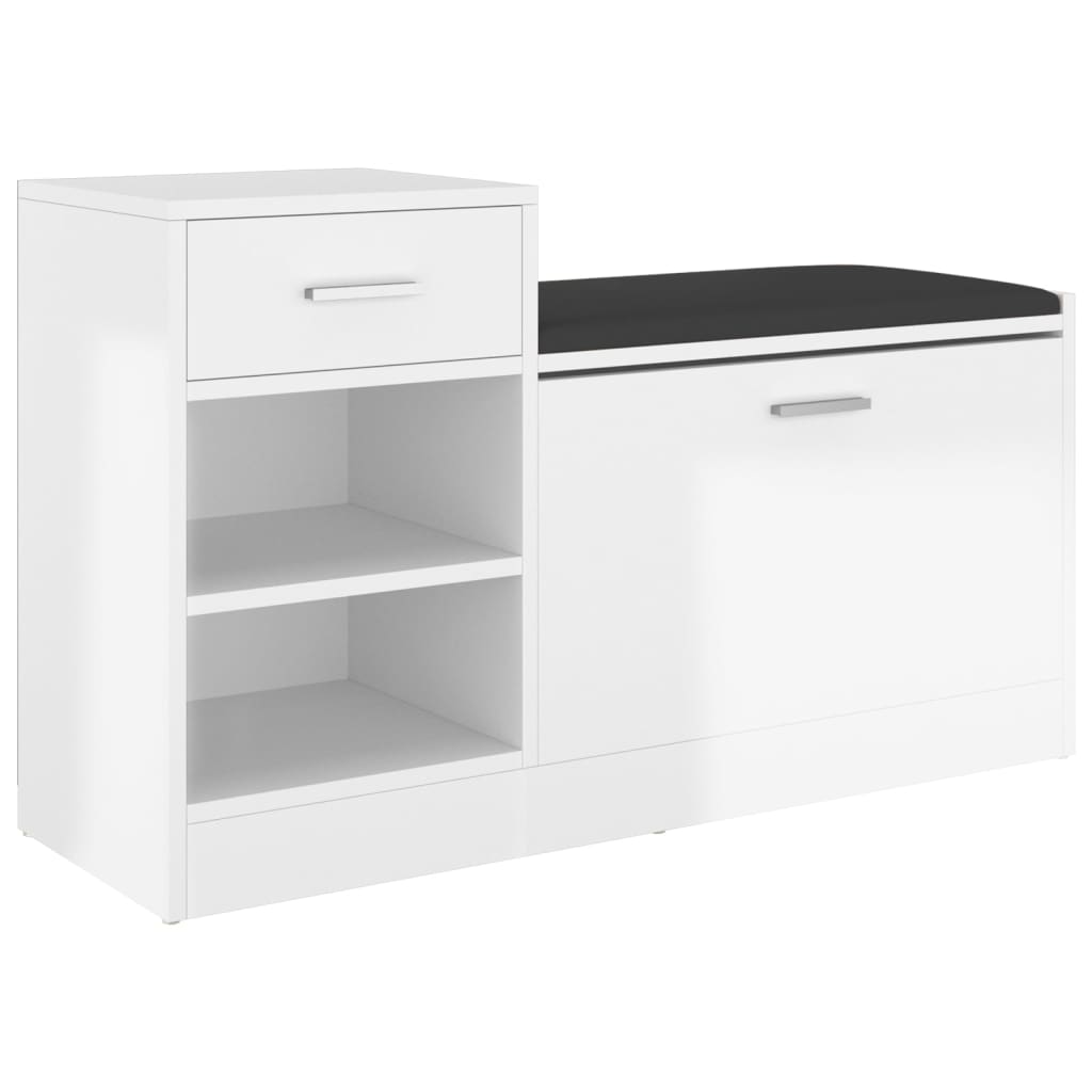 Vidaxl Shoes Bank 94.5x31x57 cm Bianco lucido in legno trasformato