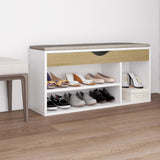 Vidaxl Schuhbank und Kissen 104x30x49 cm Holz weiße Sonoma -Eiche