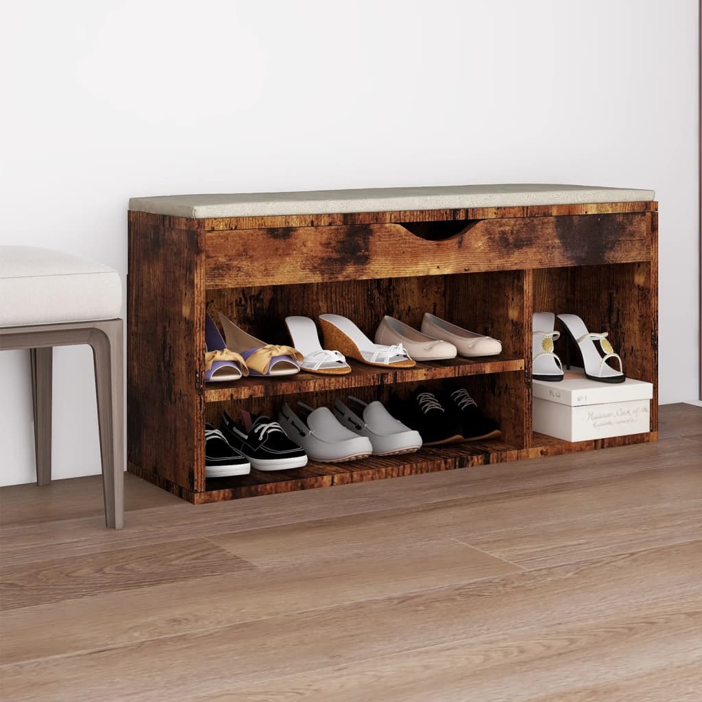 VIDAXL -Schuhbank mit Kissen 104x30x49 cm propertiertes Holzgeräuchchen -Eiche