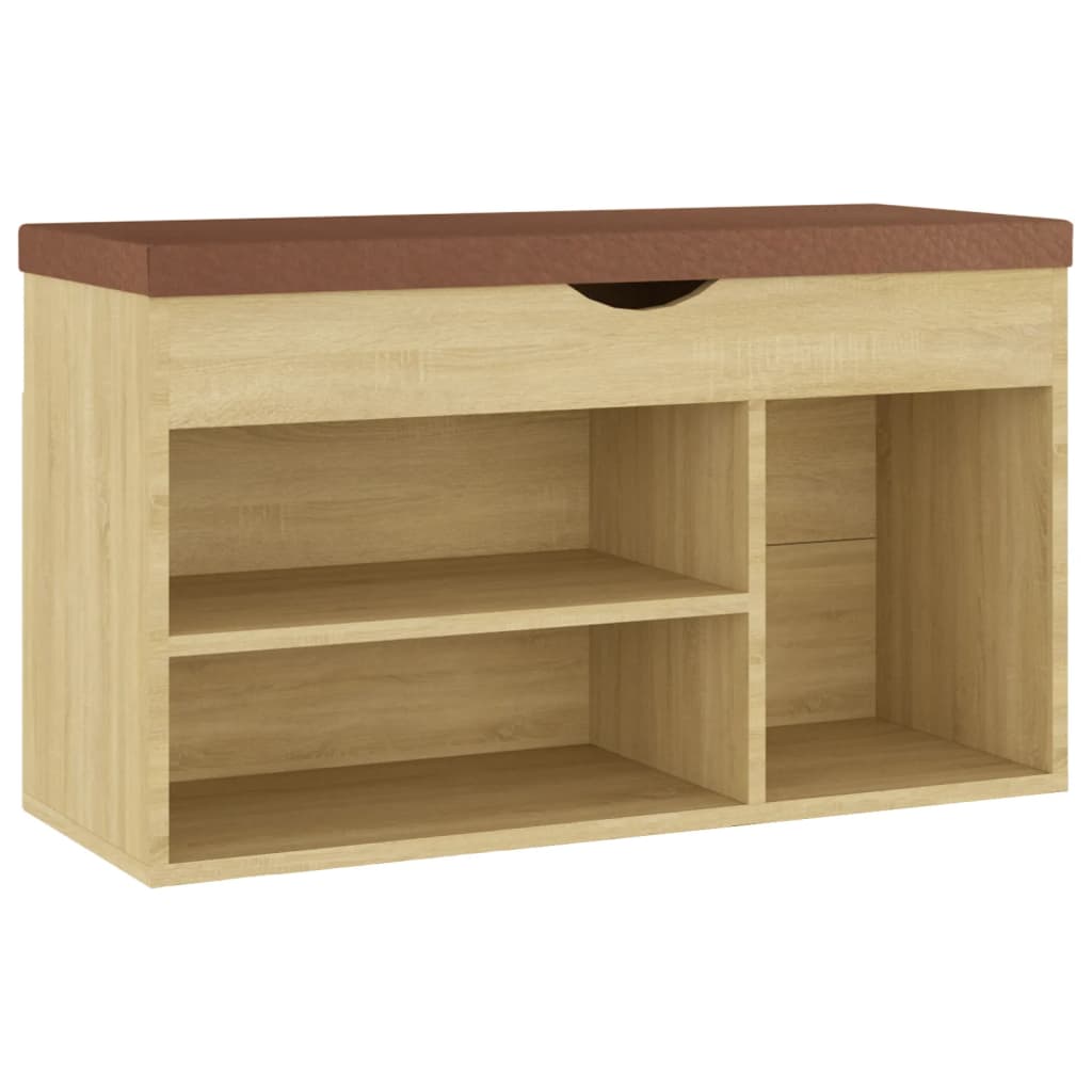 VIDAXL -Schuhbank mit Kissen 80x30x47 cm propertiertes Holz Sonoma -Eiche