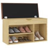 VIDAXL -Schuhbank mit Kissen 80x30x47 cm propertiertes Holz Sonoma -Eiche