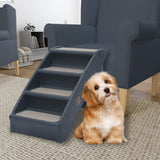 VidaXL dog staircase 4 steps folding dark gray