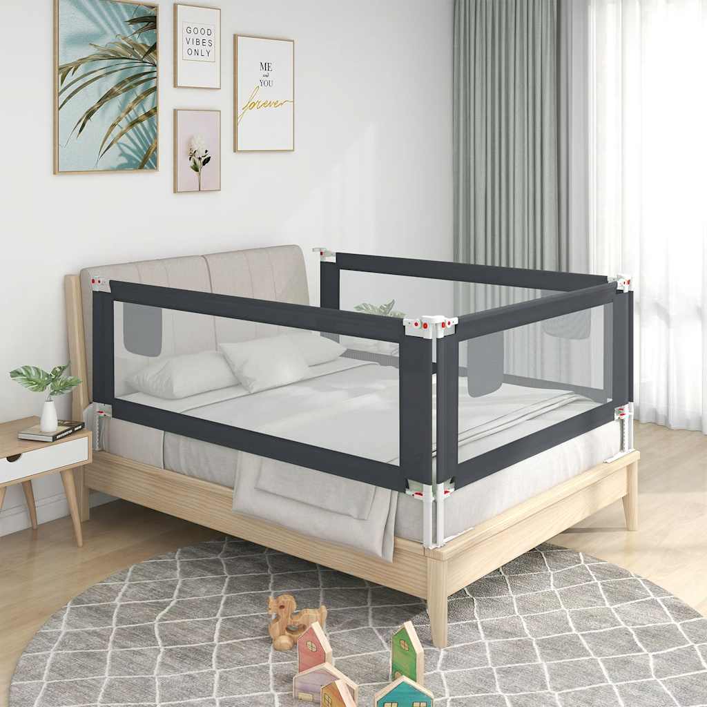 Vidaxl Bedhek Toddler 100x25 cm stof mørkegrå