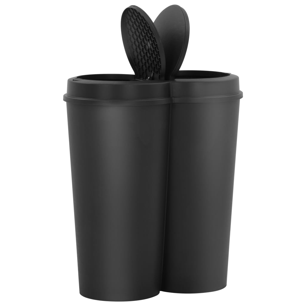 VidaXL Trash can Double 50 L Black