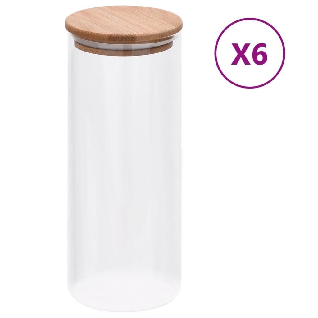 Vidaxl Storage pots with bamboo lid 6 pc 1000 ml of glass