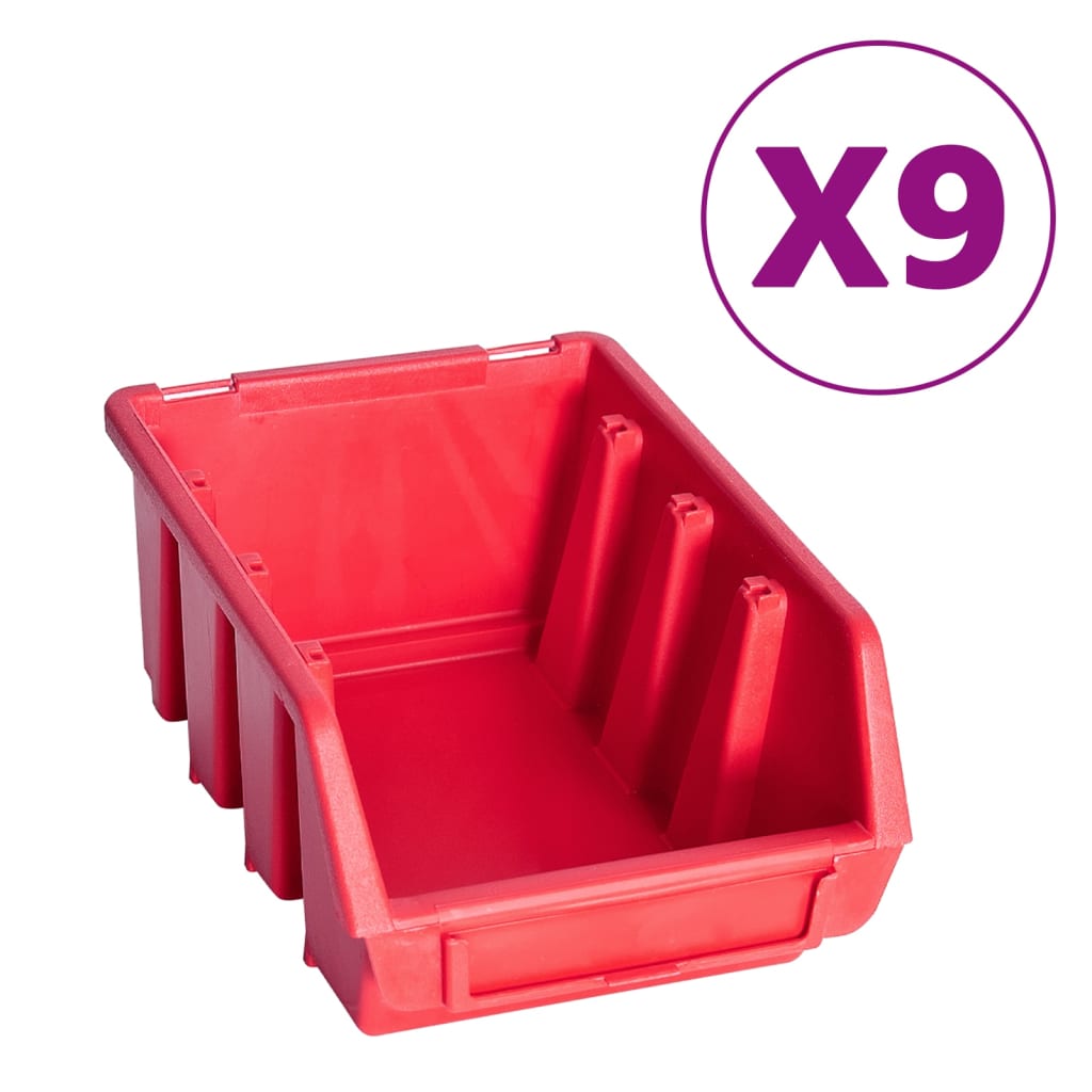 Vidaxl 103-part storage set with wall panels red and black