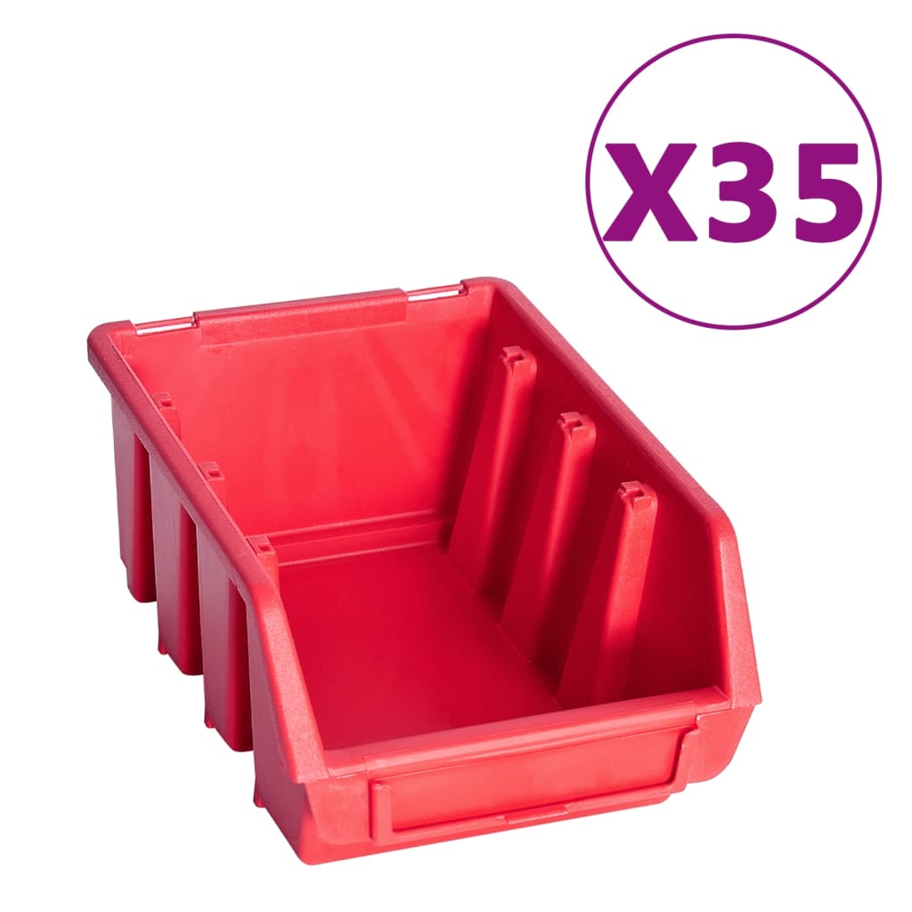 Vidaxl 141-part storage set with wall panels red and black