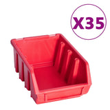 Vidaxl 141-part storage set with wall panels red and black