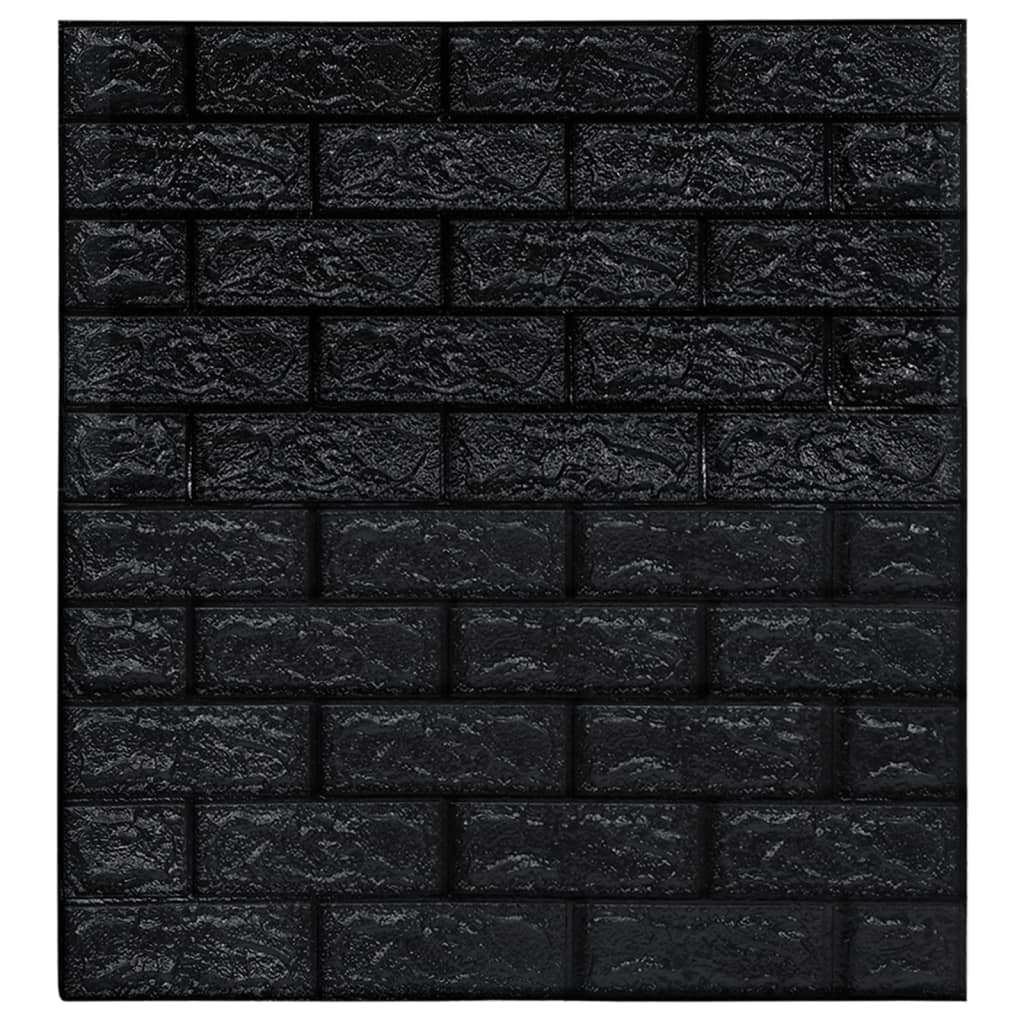 Vidaxl 3D Fondo de pantalla Autoadhesivo 10 St Brick Black