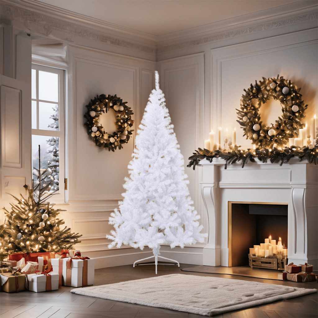 Vidaxl kunstkerstboom avec un demi-180 cm en PVC blanc