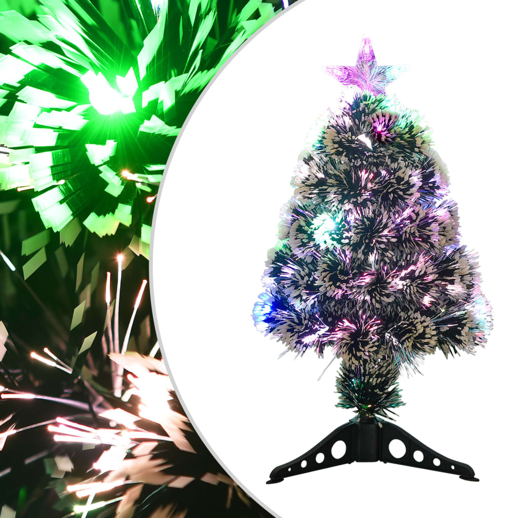 Árbol de Navidad Vidaxl con fibra de vidrio LED de 64 cm verde y blanco