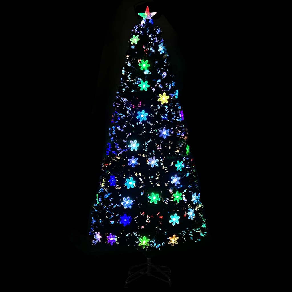 Árbol de Navidad Vidaxl con copos de nieve LED 180 cm de fibra óptica Negro