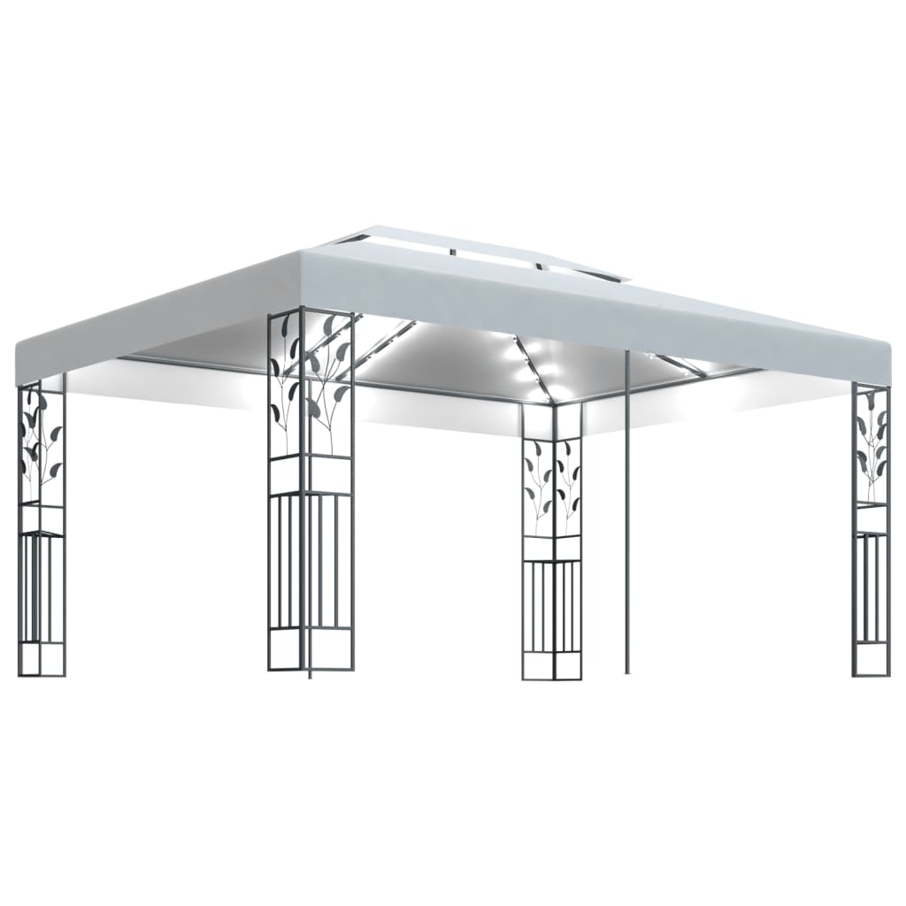 Vidaxl Arbor med dobbelt tak og LED -lys krans 3x4 m hvit