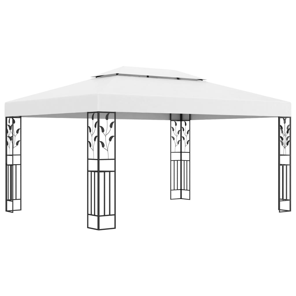 Vidaxl arbor with double roof and LED light garland 3x4 m white