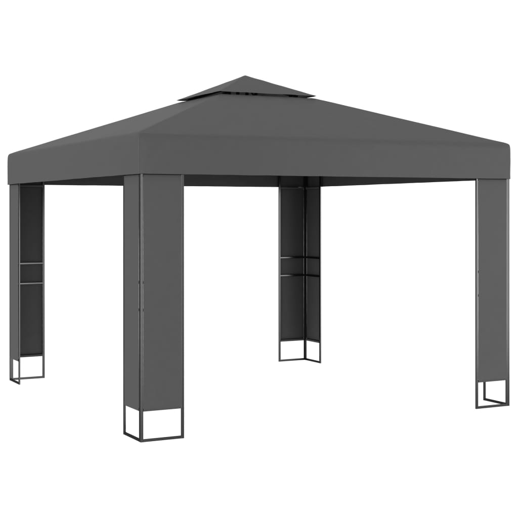 Vidaxl arbor with double roof and LED light garland 3x3 m anthracite color