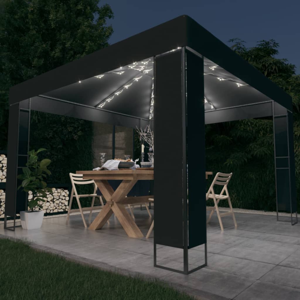 Vidaxl Arbor z dvojno streho in LED svetlobno barvo 3x3 m antracitna barva