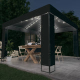 Arbor de Vidaxl con techo doble y guirnalda de luz LED 3x3 M Color de antracita