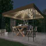 Arbor de Vidaxl con guirnalda de luz LED 3x3 m taupe