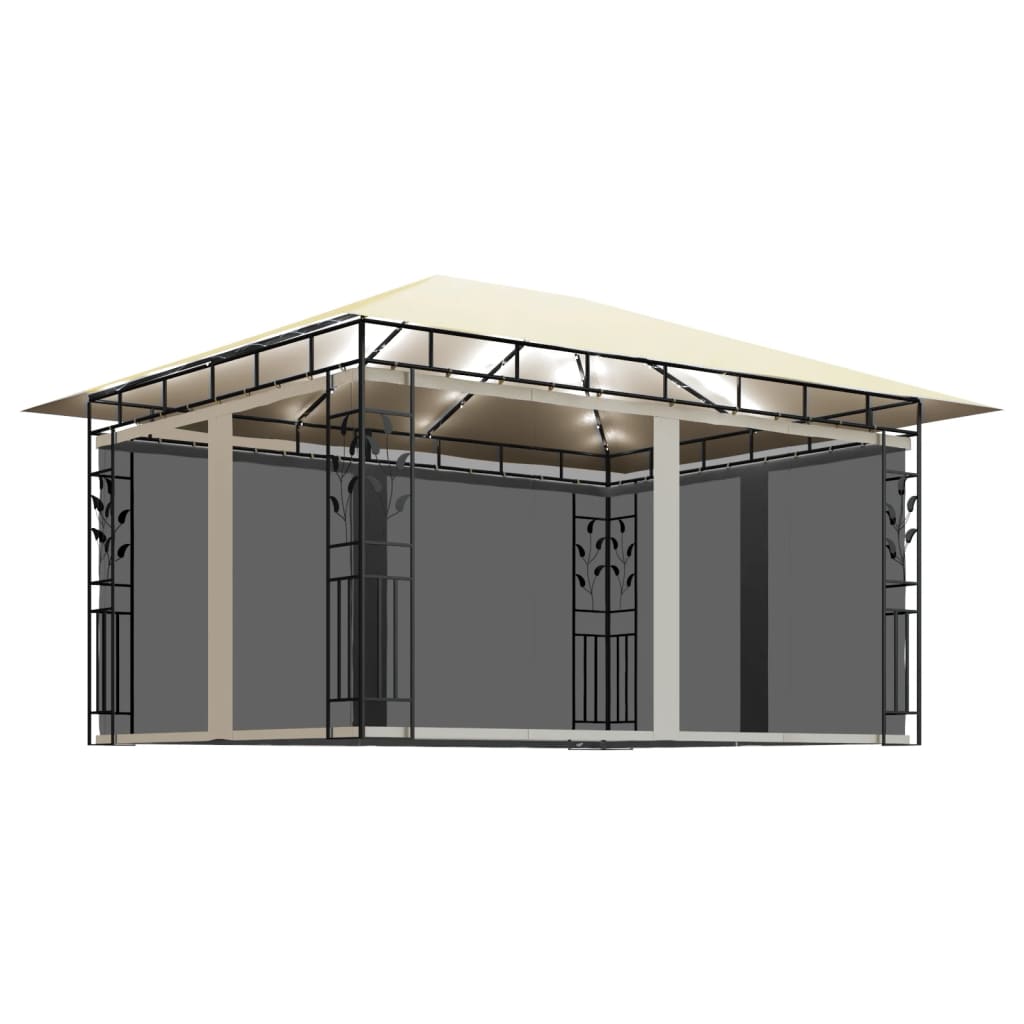 Vidaxl arbor with mosquito net LED light garland 180 g m² 4x3x2.73 m cream