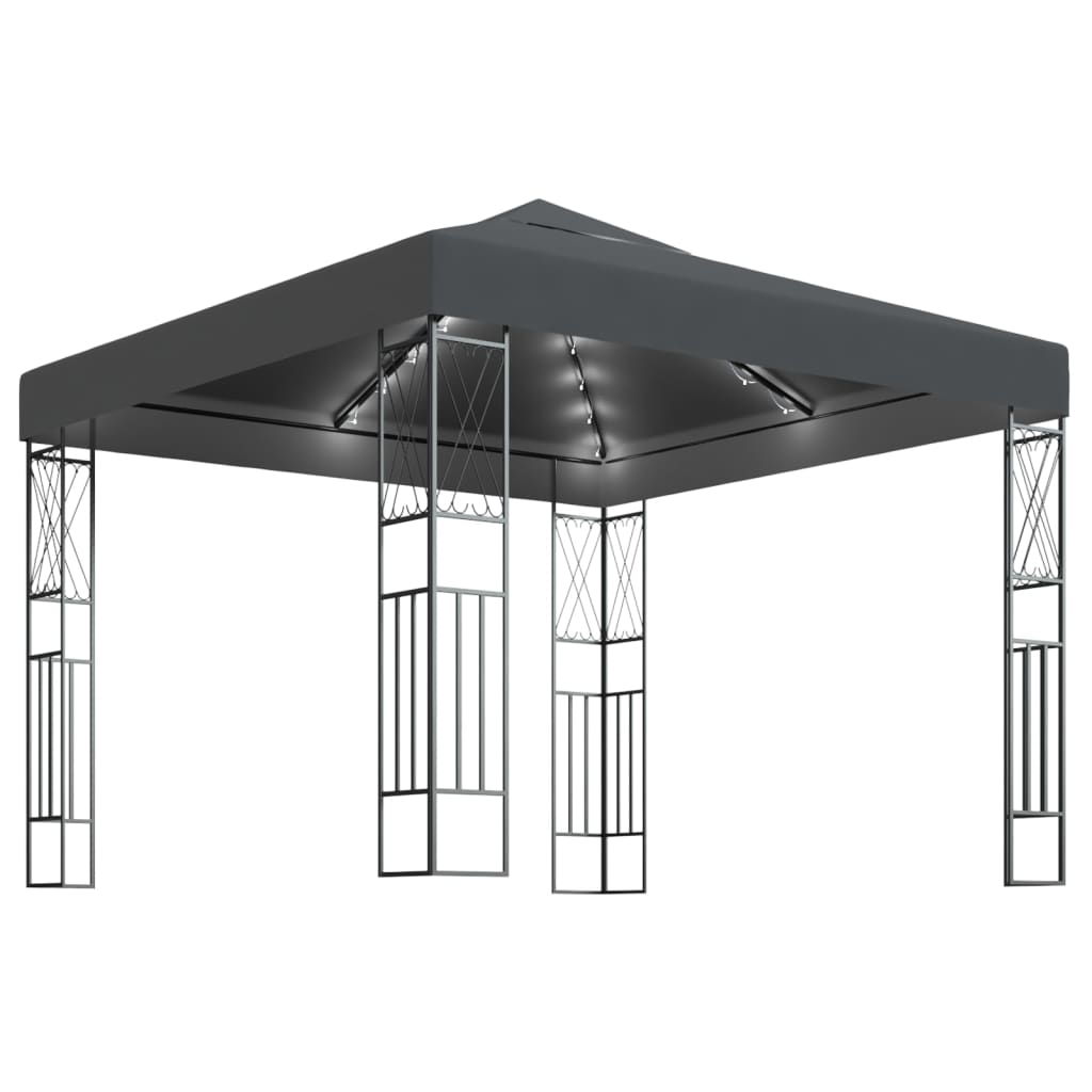 Vidaxl Arbor z LED lahkim girlandom 3x3 m prah antracita