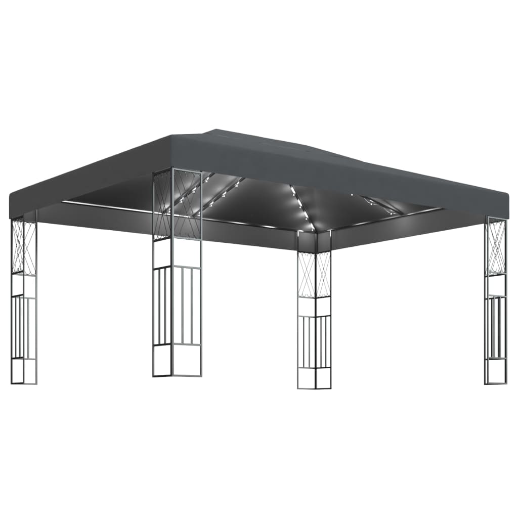 Vidaxl Arbor med LED-ljus Garland 3x4 m damm Anthracite-färgad