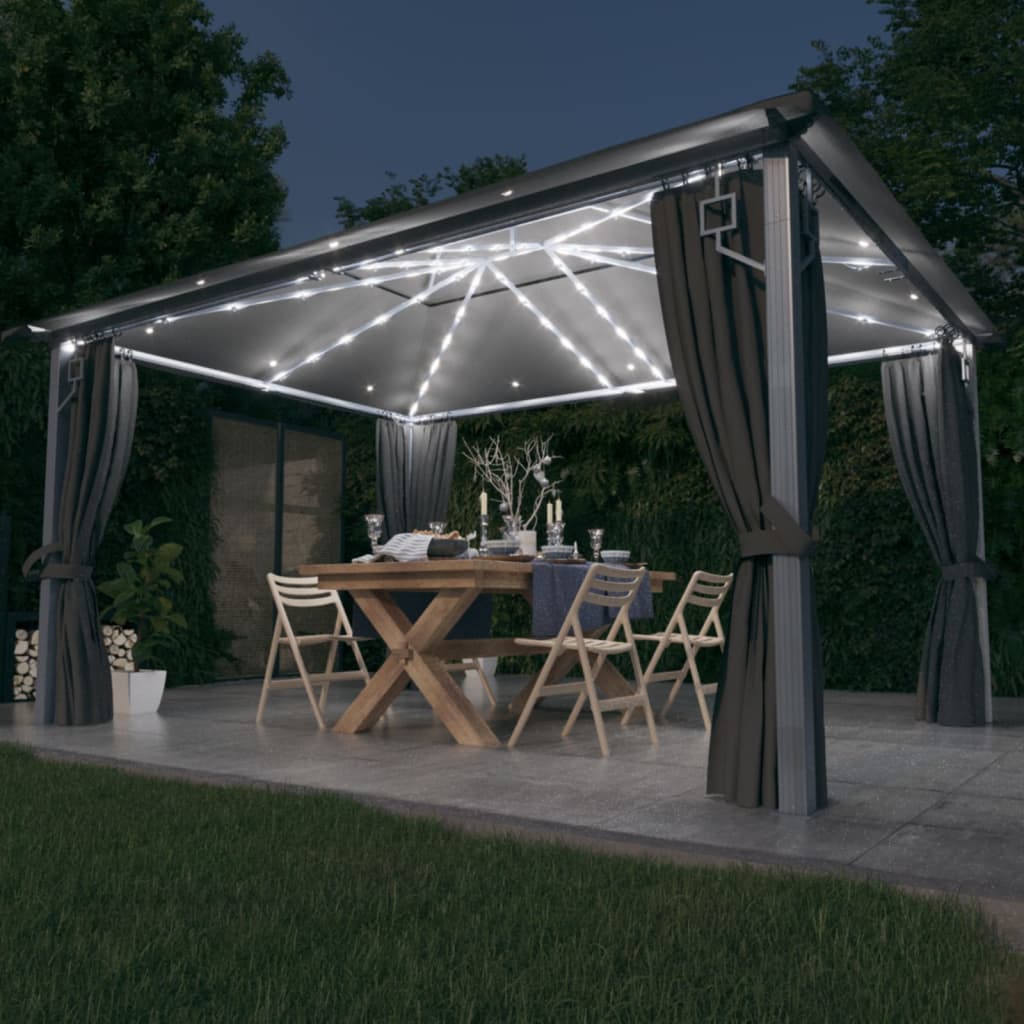 Vidaxl Arbor med gardin LED lys Garland 4x3 M Aluminium Anthracite