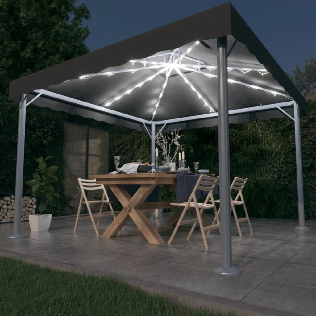 Arbor de Vidaxl con guirnalda de luz LED 300x300 cm Color de antracita de aluminio