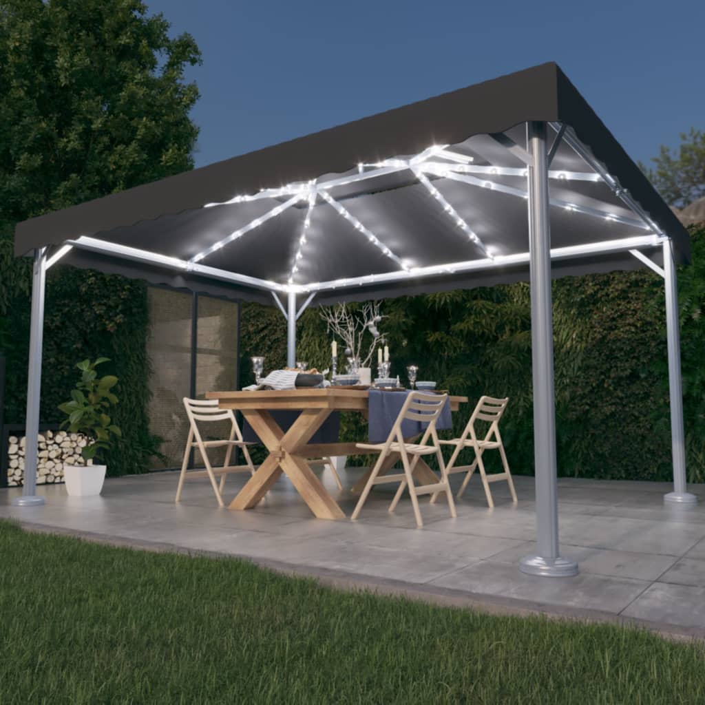 Vidaxl arbor with LED light garland 400x300 cm aluminum anthracite color