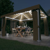 Vidaxl Arbor med gardin og LED -lys Garland 4x3 M Taupe