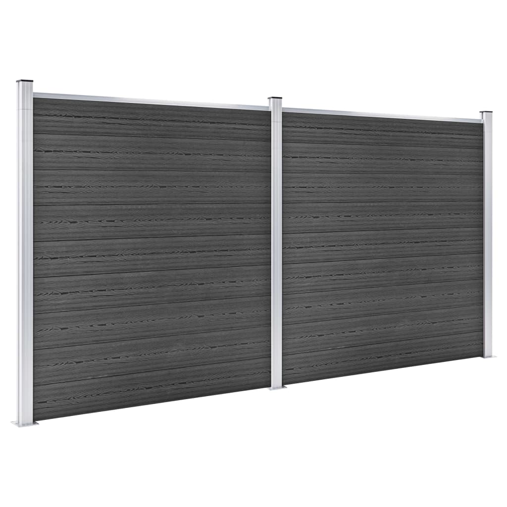 Vidaxl Fence Panel Set 353x186 cm HKC sort