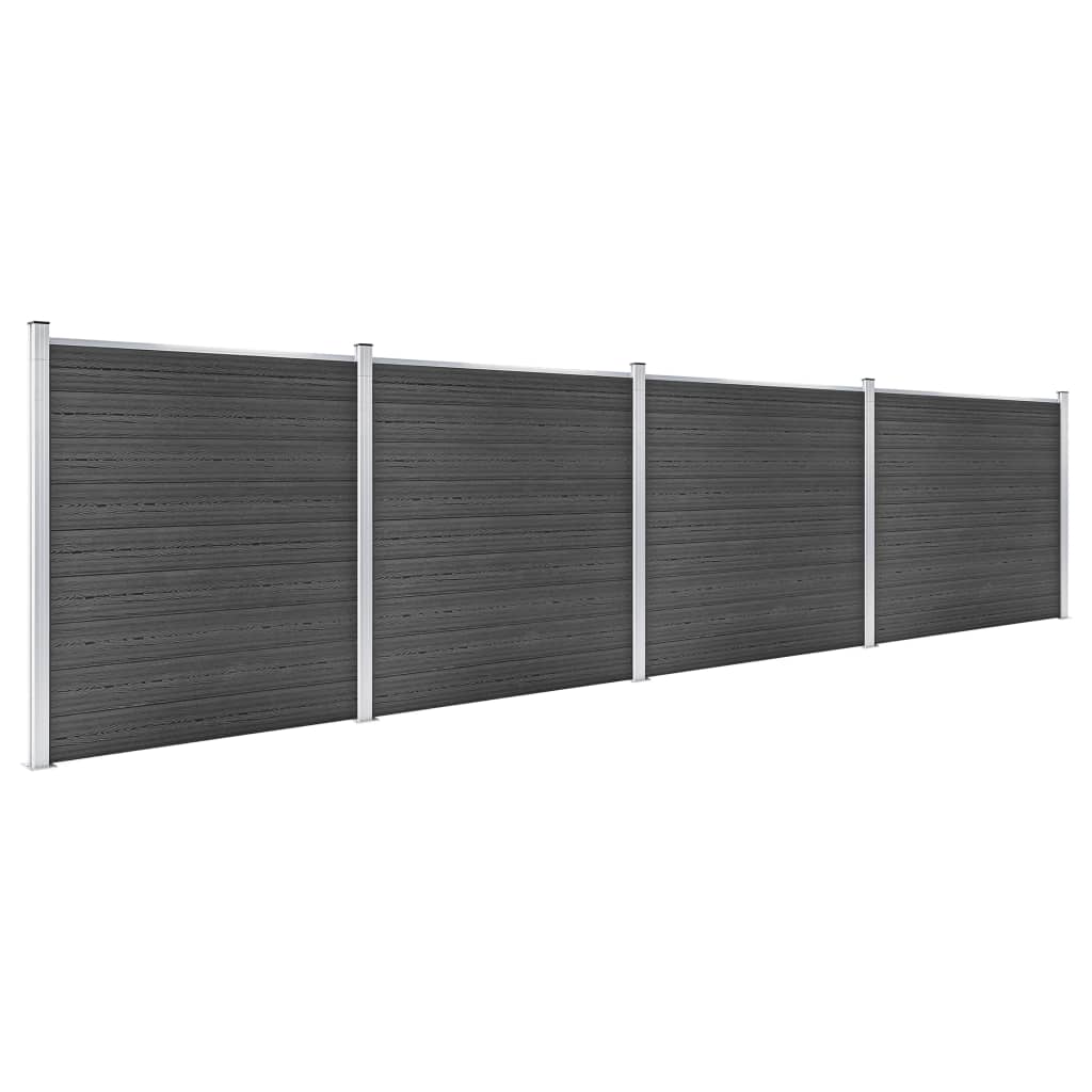 VIDAXL -Zauntafel Set 699x186 cm HKC Schwarz