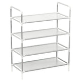 Vidaxl shoe rack with 4 shelves of metal and nonwoven fabric silver color