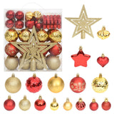 VidaXL 70-delige Kerstballenset goud en rood