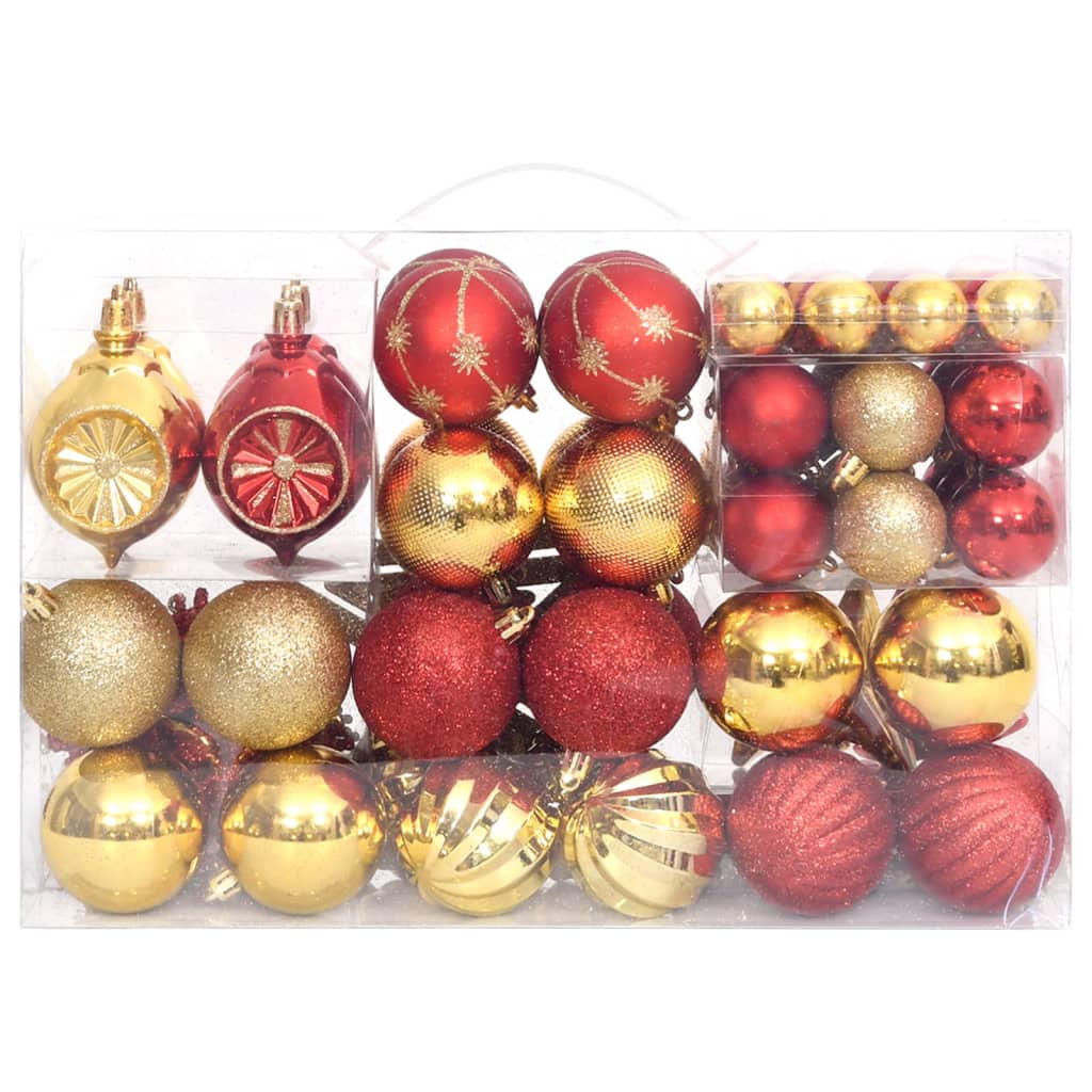 Vidaxl 108 partes Bola de Navidad Set dorado y rojo