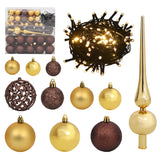 Vidaxl Ball Ball da 120 parti set con picco e 300 LED oro e bronzo