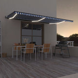 Vidaxl Luifel automático com sensor de LED e vento 600x300 cm azul branco